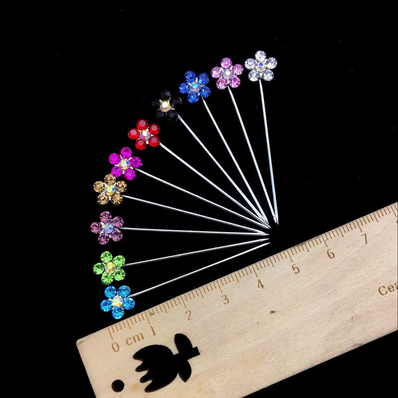 Flower long needle clothing jewelry brooch crystal brooch accessories manufacturers wholesale small flower brooch scarf fixing needle_voghion.com