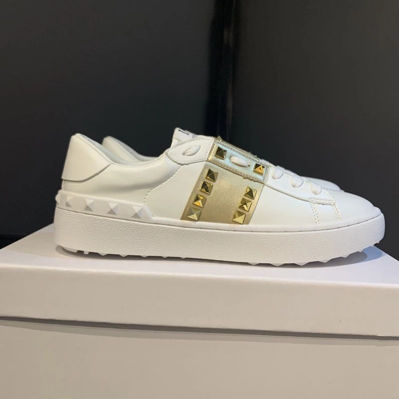 Warren V Home Riveted Gold Nail Small White Shoes For Women's Couple Website, Trendy Men's Board Casual And Versatile_voghion.com