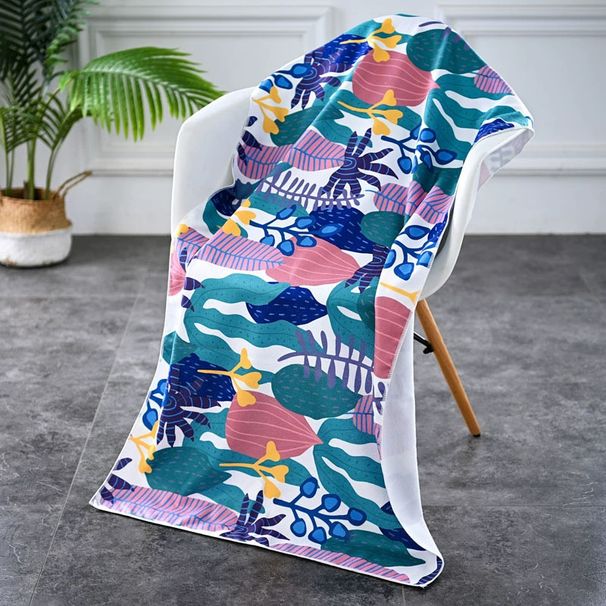 Quick-Dry Microfiber Beach Towel - Oversized, Lightweight & Absorbent With Full-Print Design For Swimming, Vacation & Travel_voghion.com