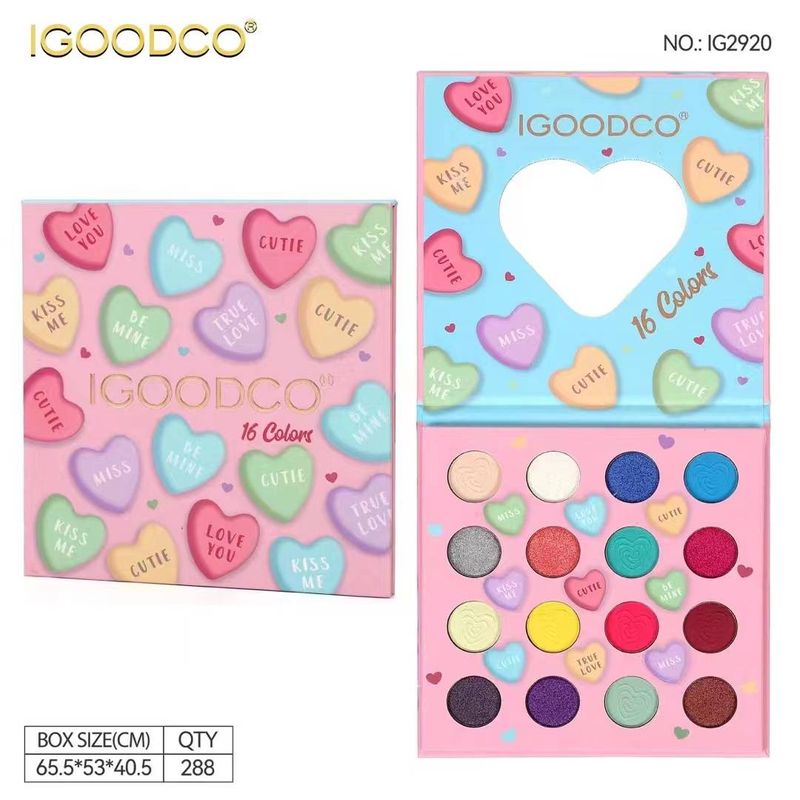IGOODCO New 16-Color Matte & Shimmer Love Heart Eyeshadow Palette - Cute Pattern Small Makeup Palette With High Pigment_voghion.com