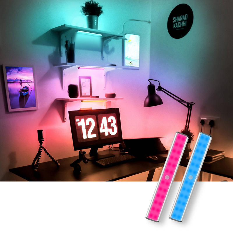 9.88Inch Motion Sensor Closet Light, 24LED RGB Wireless Rechargeable Under Cabinet Light (Set Of 2)_voghion.com