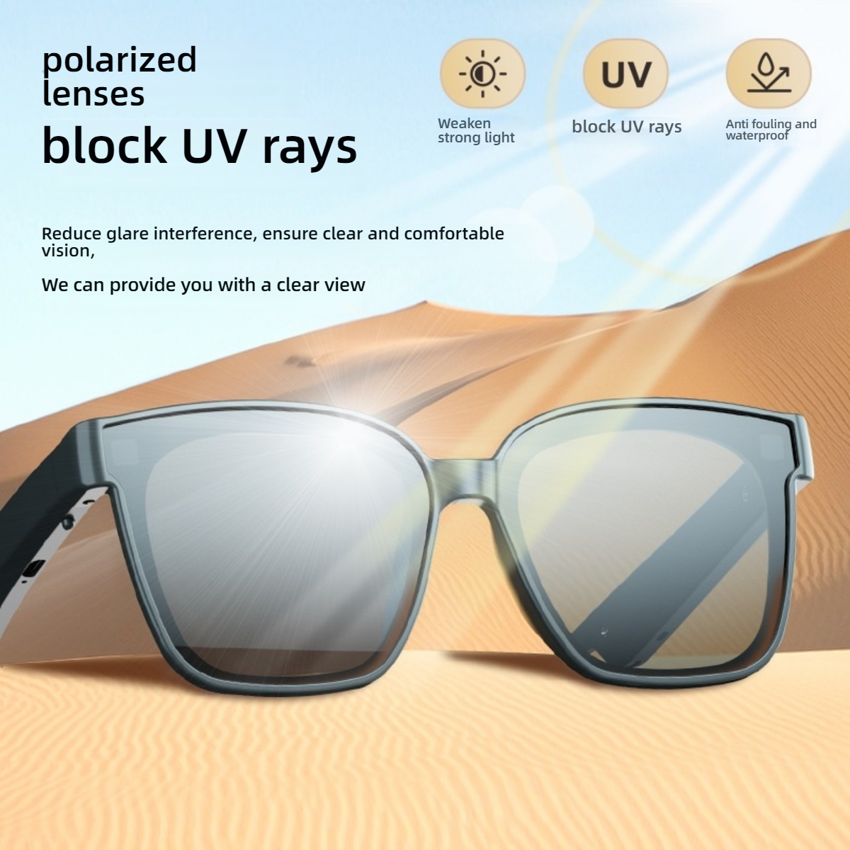 Trendy Oversized Polarized Sunglasses For Men & Women – UV400 Protection, Fashionable Square Frame, Lightweight & Comfortable_voghion.com