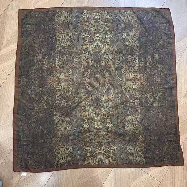 Travel Sunscreen 110*110 French Print For Women Versatile Silk Shawl Multi-use Neck Scarf_voghion.com