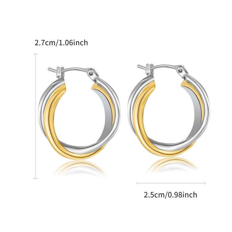 Damenschmuck Mode Kupfer Überzogene Zweifarbige Ohrringe Kontrastfarbe Persönlichkeit Nischentemperament Ohrringe_voghion.com