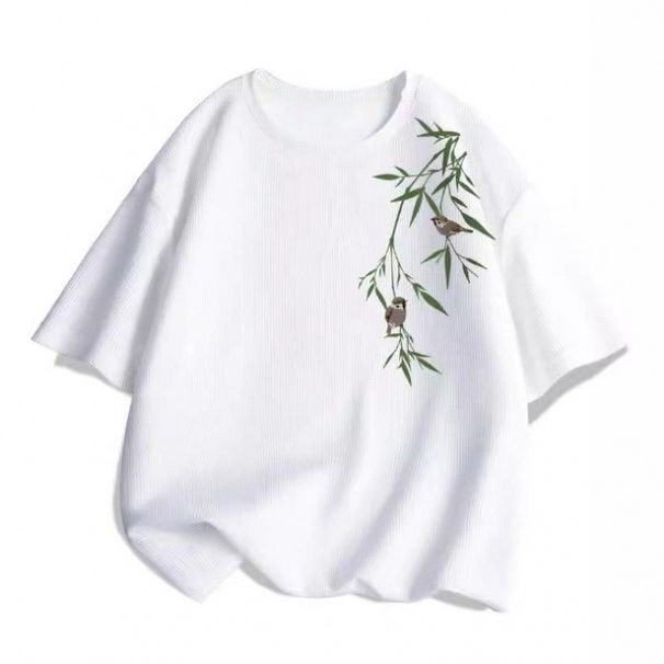 Vafelveida vasaras īsais vīriešu T-krekls, amerikāņu ielu modes tendence, liela izmēra apaļa kakla izgriezuma, puspiedurknēm_voghion.com