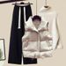 Damen-Set aus Strickpullover und Weste in Übergröße mit schmal geschnittener Loungehose, lässiges Herbst-Winter-Outfit, übergroßer schicker Pullover und Hose_voghion.com