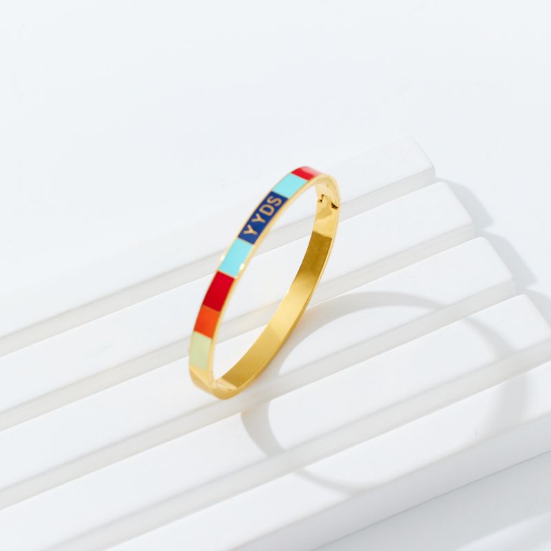 Designer YYDS Retro Simple bracelet Stainless steel bracelet Color enamel drip glue titanium steel bracelet_voghion.com