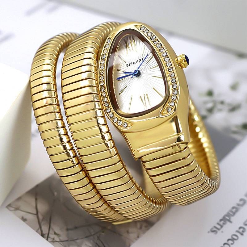 BIFANXI Snake Shaped Women's Niche Creative Quartz Personalized Bracelet Watch_voghion.com