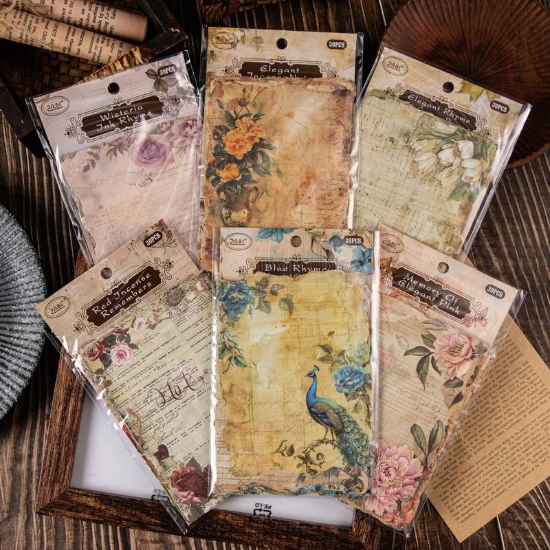180pcs/6pack Retro Lace Edge Scrapbook Stationery Paper Mixed Set, Retro Paper Decoration For Writing Letters_voghion.com