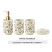 Elegante set da bagno in ceramica con dettagli in oro rosa – Organizer per lavabo da 4 pezzi (portaspazzolino, portasapone, tazza, vassoio)_voghion.com