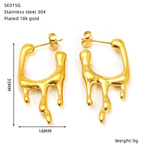 Gioielli unisex alla moda in acciaio al titanio placcato oro in acciaio inossidabile lava versatile orecchini resistenti allo sbiadimento gioielli da donna_voghion.com