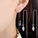 925 Sterling Silver Plated Waterdrop CZ Threader Dangle Drop Chain Earrings TH2_voghion.com