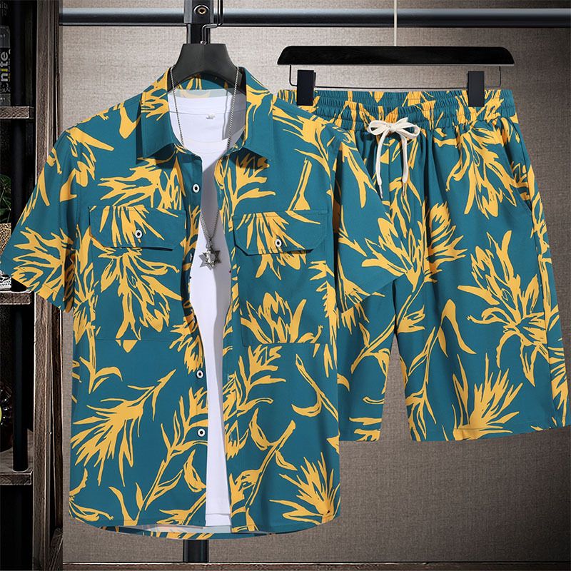 Camicia a maniche corte da uomo, per spiaggia, vacanze, tempo libero, pantaloncini di grandi dimensioni, da indossare in coppia_voghion.com