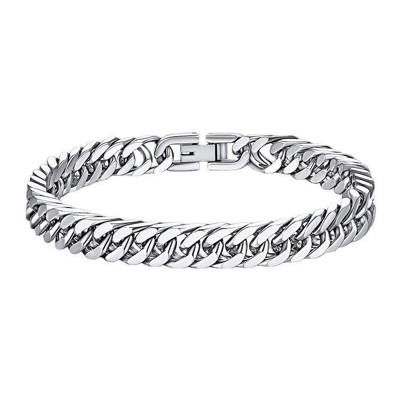 Bold Titanium Jewelry Clasp Simple Stainless Steel Style Cuban Chain Bracelet_voghion.com