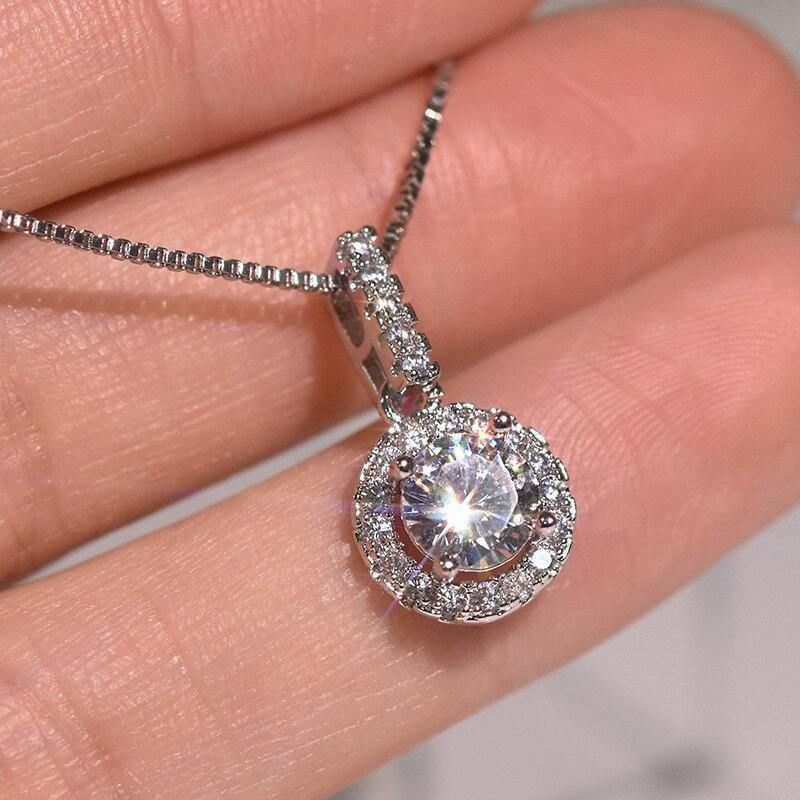 Cao Shi Banhado a Cobre Pingente de Platina Disco Requintado Zircônia Colar Estilo Ins Colar Clássico Corrente Feminina_voghion.com