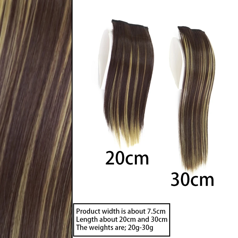 Pezzi sintetici Cuscinetti invisibili da 20-30 cm Clip in un unico pezzo Estensione per capelli Copertura laterale superiore Parrucchino_voghion.com