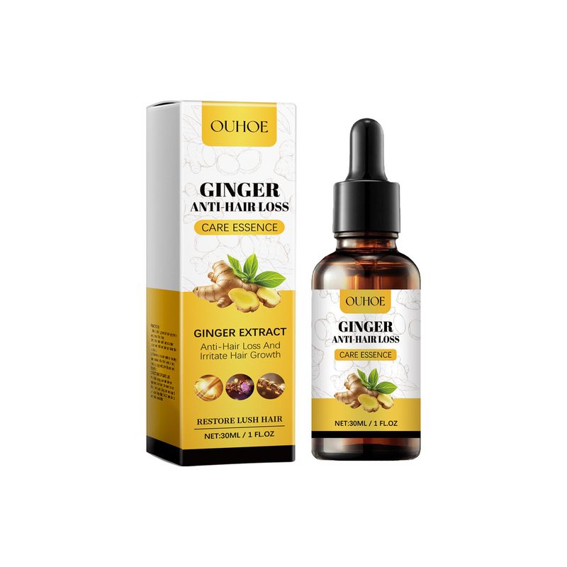 Huile essentielle de soin des cheveux au gingembre, extrait de plante de gingembre, sérum de soin du cuir chevelu nourrissant et brillant en douceur_voghion.com