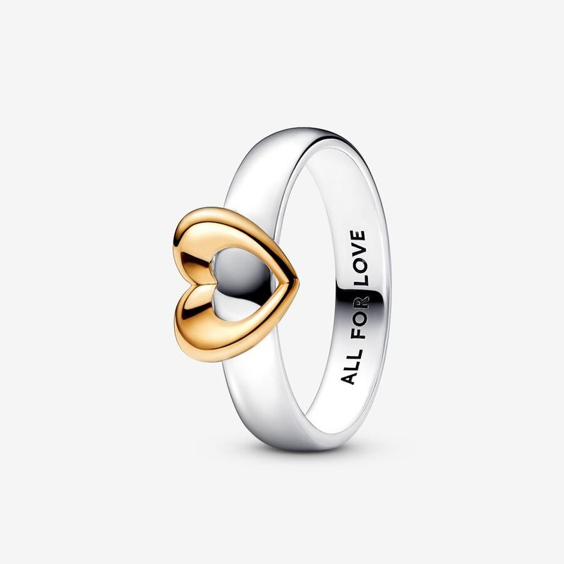 Nuovo anello scorrevole a forma di cuore bicolore lucido da donna 2024_voghion.com