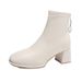 Short Boots And Ankle Boots, Women's Korean Style 2025 New Autumn And Winter Thick Heel Martin Boots, Square Toe Slim Boots, Women's Back Zipper_voghion.com