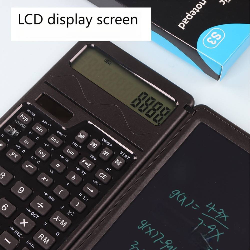 Calculatrice portable à double alimentation, solaire et à piles, avec bloc-notes effaçable - Affichage à 12 chiffres, matériau ABS, idéale pour le bureau_voghion.com