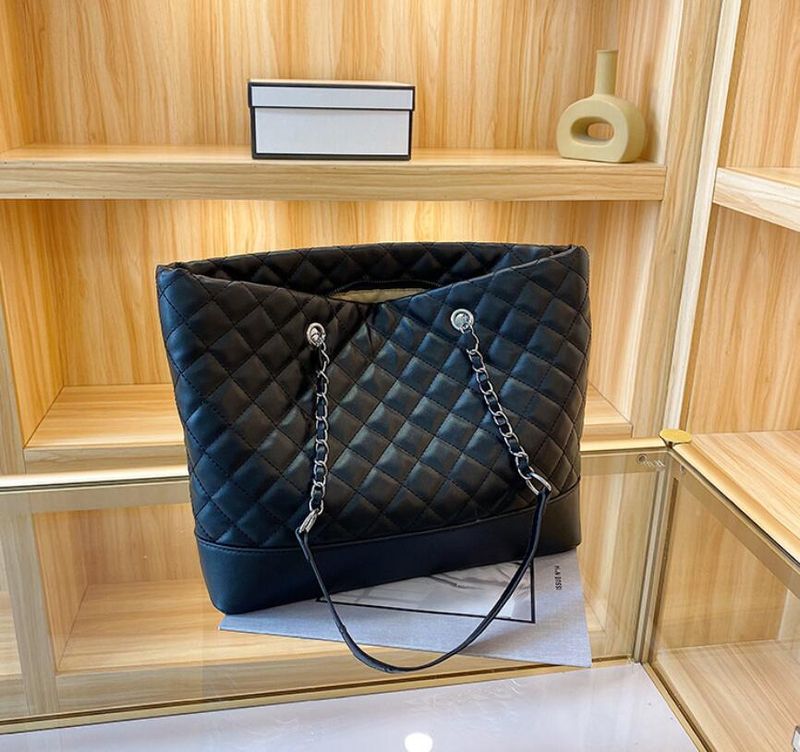 Damen Große Kapazität Kette Riemen Umhängetasche Diamant Muster Tote Handtasche Einkaufstasche_voghion.com