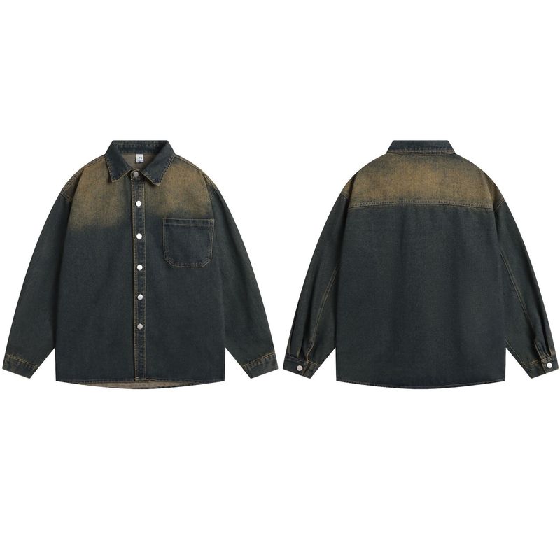 Yenai Band an China-Chic Strooss Tendy Unisex Hip Hop Loose Männer a Fraen änneren sech lues a lues al Wäschjackett Denim_voghion.com