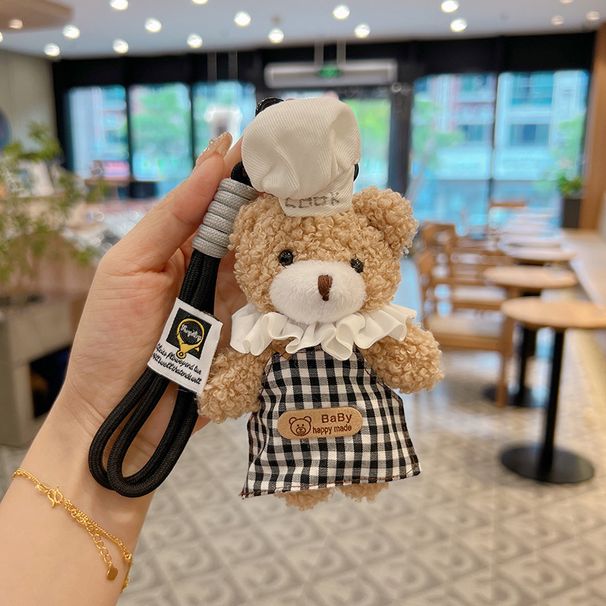 Nuovo portachiavi con bambola orsetto in uniforme da chef, adorabile e grazioso, ciondolo per borsa, prodotto finito creativo, decorazione da appendere_voghion.com