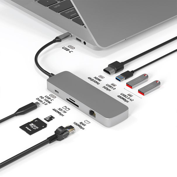 Yksityinen USB HUB TypeC -jakaja HDMI-telakointiasema USB3.0, joka sopii kannettavaan kahdeksan yhdessä_voghion.com