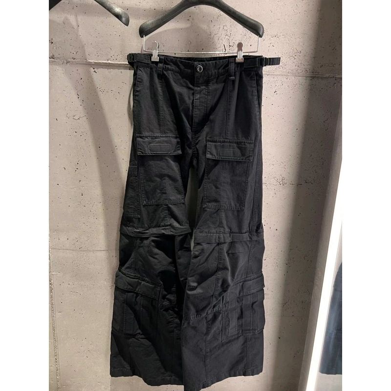 Vêtements pour hommes, salopettes évasées détachables à poches multiples, délavées, pour hommes et femmes, pantalons cargo du même style_voghion.com