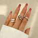 Ins Liquid Lava Metal Curved Female Folded Smooth Hug Open Ring Set_voghion.com