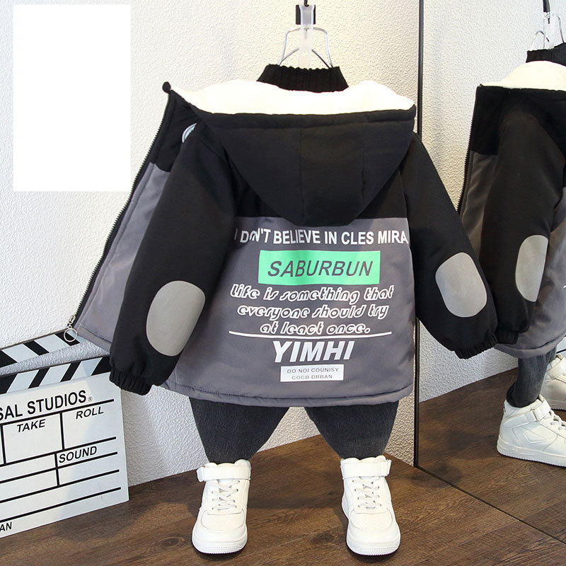 Kid's Clothing Boys' coats for 2024 new style parkas for spring, fashionable for big children, velvet and thickened children's cotton coats_voghion.com