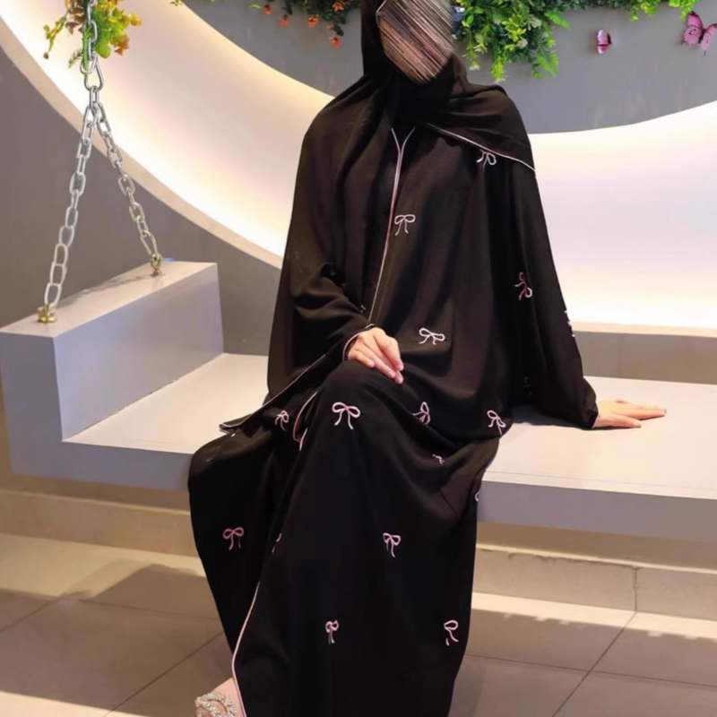 Women's Clothing Elegant Dress Female Long Skirt With Headscarf Robe Bow Embroidery_voghion.com