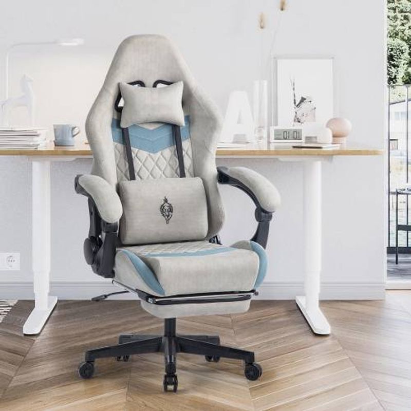 Gaming Chair With Footrest Gaming Chair Fabric Office Chair With Waist Support Ergonomic Gaming Chair Gaming Chair 150 Kg_voghion.com