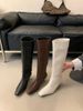 Chaussures pour femmes, bottes rétro, printemps, nouveau tube large, bottes de chevalier en cuir souple pour femmes, bottes fines à talon bas, pas au-dessus du genou_voghion.com