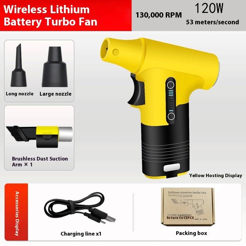 Dual-Purpose Turbo Fan - 130,000 RPM Handheld Blower & Vacuum, Portable Cooling Fan With 3 Speeds, Rechargeable Battery For Indoor & Outdoor Use​_voghion.com
