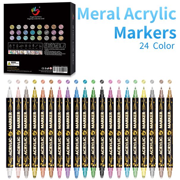 ual-Tip Acrylic Paint Markers Set - 24/36/48 Vibrant Colors, Metallic & Opaque, Blendable & Layering, Perfect For Sketching, Doodling_voghion.com