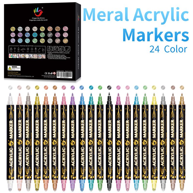 Juego de rotuladores acrílicos de punta doble: 24/36/48 colores vibrantes, metálicos y opacos, combinables y superponibles, perfectos para dibujar y garabatear._voghion.com