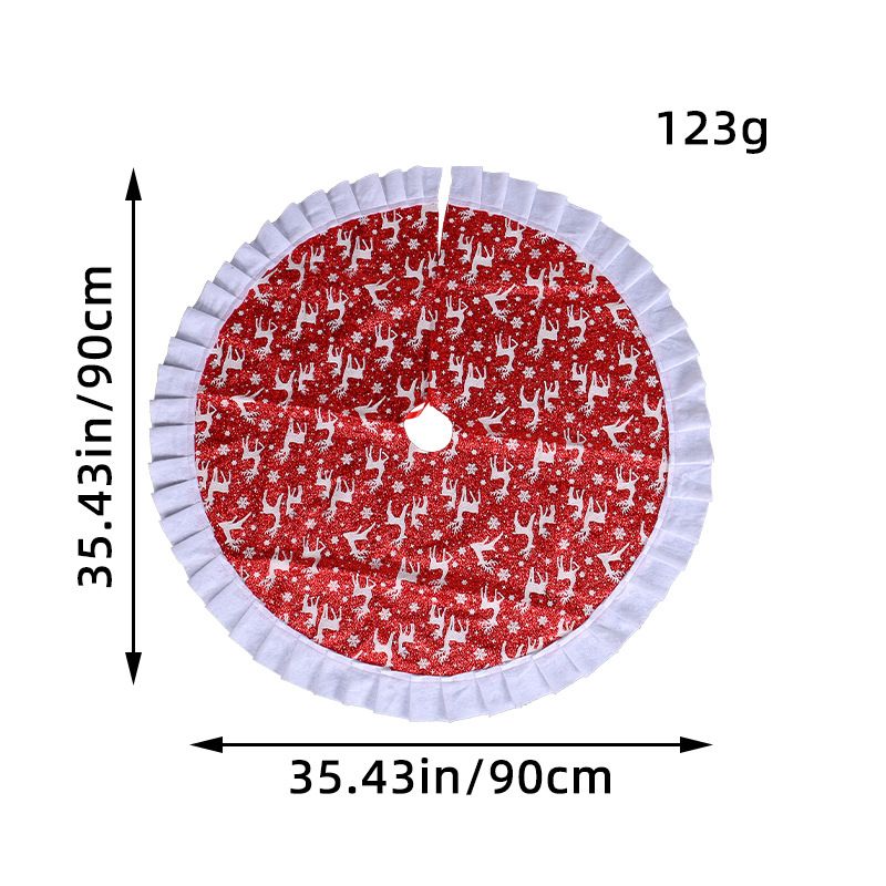 Elegant Christmas Tree Skirt With Snowflake & Reindeer Print – Festive Holiday Decor Mat For Tree Base, Fireplace & Party Setup_voghion.com