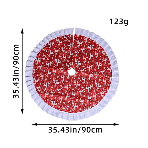 Elegant Christmas Tree Skirt With Snowflake & Reindeer Print – Festive Holiday Decor Mat For Tree Base, Fireplace & Party Setup_voghion.com