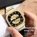 Square Automatic Mechanical Watch Business Watch 30M Waterproof Hollow Skeleton Dial Stainless Steel Mechanical Watch Gifts For Men_voghion.com