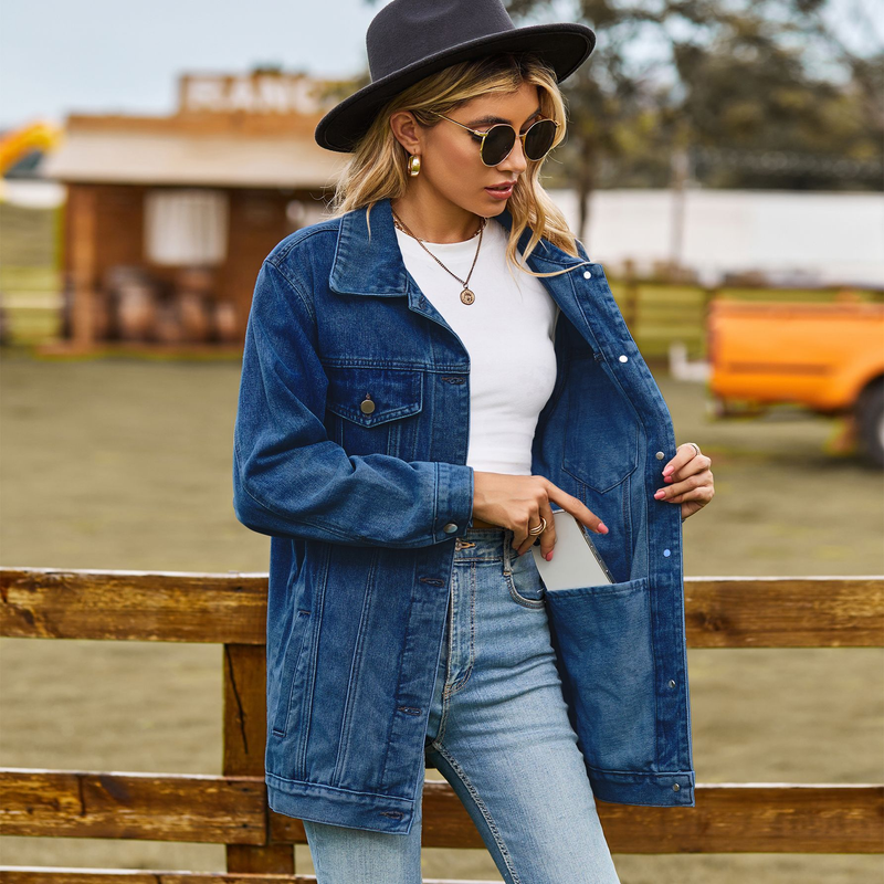 polyvalent classique rétro classique veste en jean ample haut femmes_voghion.com