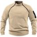 Stand Collar Sweatshirt Spring Autumn Loose Solid Color Outdoor Warm Breathable Tactical Men's Top_voghion.com