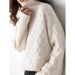 Winter New Fried Dough Twists High Collar Pullover Sweater Women's Loose, Casual, Versatile, Warm, Lazy Knit Backing_voghion.com