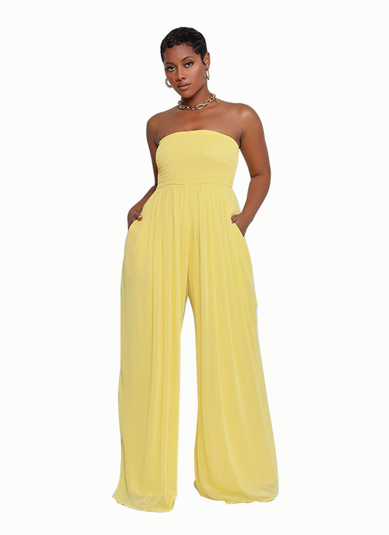 Tuta estiva da donna, in chiffon casual, con gamba larga, a vita alta, blu_voghion.com