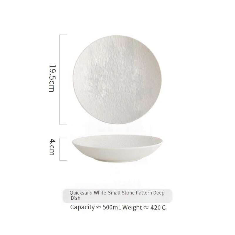 Stone Texture Ceramic Dinner Plate - Deep Bowl For Soup & Dishes (Elegant, High-End Tableware For Home & Restaurant Use)_voghion.com