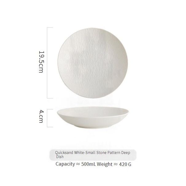 Stone Texture Ceramic Dinner Plate - Deep Bowl For Soup & Dishes (Elegant, High-End Tableware For Home & Restaurant Use)_voghion.com