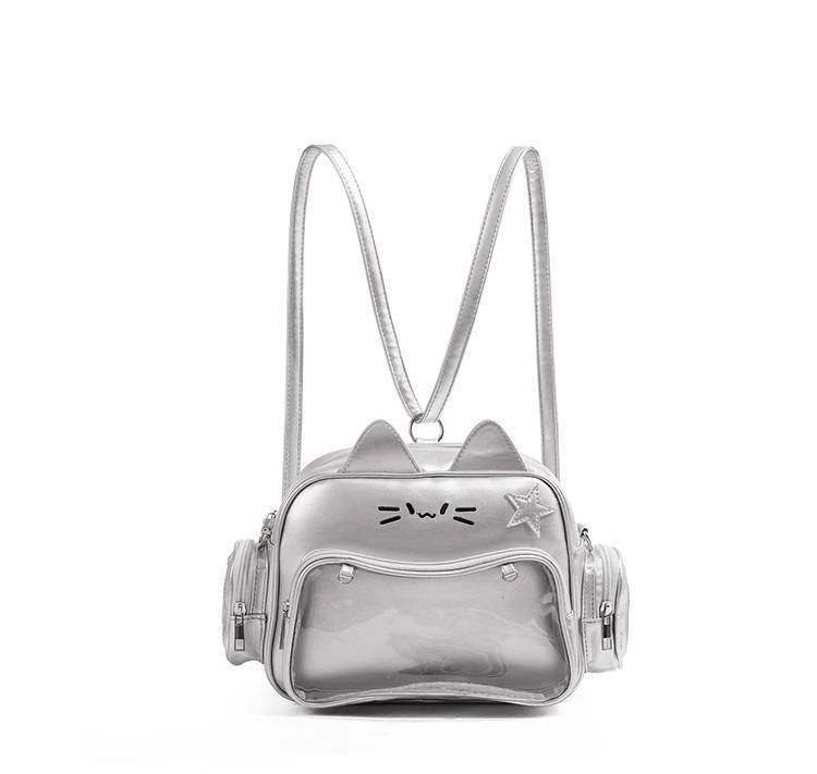 Unisex Y2K Aesthetic Backpack With Mechanical Cat Design, Waterproof PU Material, 20-35L Capacity, Urban Minimalist Style Y2K Backpack_voghion.com