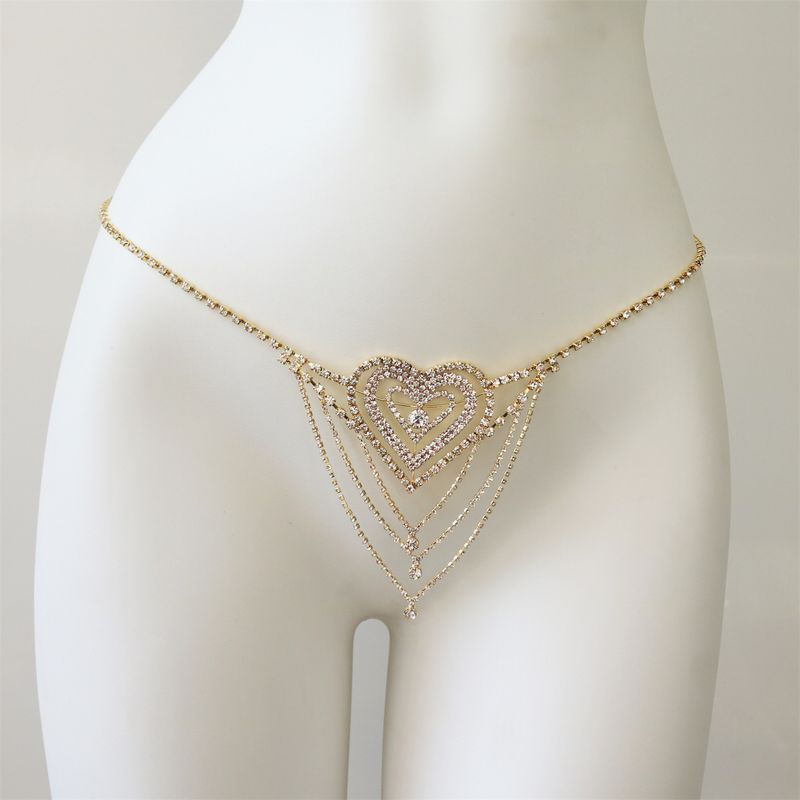 Hot waist accessories, shiny rhinestones, sexy love, long rhinestones underwear, body chain accessories for women_voghion.com