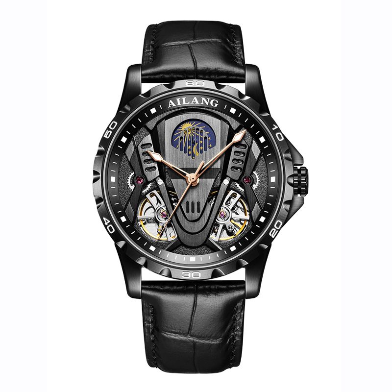 AILANG Doppel-Tourbillon-Mondphasenuhr für Herren, automatische mechanische Armbanduhr, Leder, Herrenuhr, wasserdicht, Relogio Masculino_voghion.com