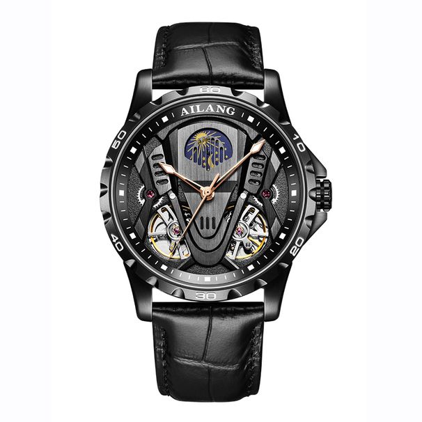 AILANG Doppel-Tourbillon-Mondphasenuhr für Herren, automatische mechanische Armbanduhr, Leder, Herrenuhr, wasserdicht, Relogio Masculino_voghion.com